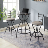 3-Piece Bar Table Set, Industrial Counter Height with Fabric Seat